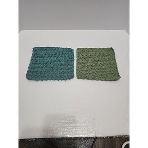 Set of 2 Hand Crocheted Dish Clothes 100% Cotton Made In  USA